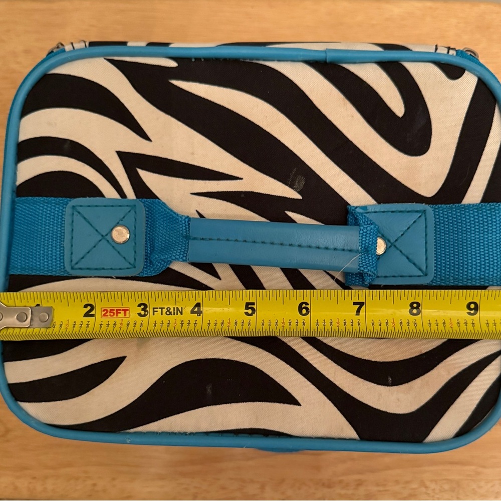 Cute Blue Zebra Pattern ~ Make Up Or Hair Travel Case With Shoulder Strap - Picture 7 of 8